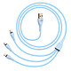 LinQ Câble USB vers Micro-USB et Lightnint 1.2m Compatible Android et iOS  Bleu Un câble 3 en 1 qui permet de recharger simultanément 2 appareils Lightning et un appareil micro-USB