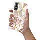 Evetane Coque Samsung Galaxy S21 5G anti-choc souple angles renforcés transparente Motif Marbre Rose Losange pas cher