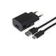Isium Chargeur USB Secteur 2.4A Avec Cordon Type-C Chargeur 1 USB Secteur 2.4A Noir + Cordon Type-C USB 3.0 2m
