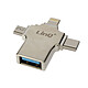 LinQ Adaptateur OTG 3 en 1 Lightning, USB-C et Micro-USB vers USB Compact  Argent Un adaptateur OTG 3 en 1 Lightning, USB-C et micro-USB vers USB femelle de LinQ