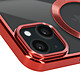 Avizar Coque MagSafe pour iPhone 15 Silicone Protection Caméra  Contour Chromé Rouge pas cher