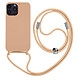 Avizar Coque Cordon pour iPhone 14 Pro Max Semi-rigide Lanière Tour du Cou 80cm rose