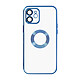 Avizar Coque iPhone 12 Silicone Bloc Caméra Couvert  Transparent Contour Bleu Chromé Faite en Silicone gel pour protéger efficacement votre téléphone contre les chocs, rayures et aléas du quotidien.