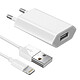 Avizar Chargeur secteur USB + câble iPod iPad Iphone - blanc Chargeur secteur + Cable Lightning