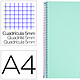 LIDERPAPEL Cahier spirale a4 micro wonder 240 pages 90g 5x5mm 4 trous 5 bandes couleurs vert x 24 Cahier