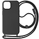 Avizar Coque Cordon pour iPhone 15 Plus Semi-Rigide Lanière Tour du Cou 80cm  Noir Coque noir de la série Corda mêlant la praticité au style, spécialement conçue pour iPhone 15 Plus