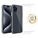 Evetane Coque iPhone 15 Pro Max Antichoc Silicone bords renforcés + 2 Vitres en verre trempé Protection écran