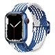Avizar Bracelet pour Apple Watch 41mm et 40mm et 38 mm Nylon Tressé Ajustable par Boucle Métallique blanc et bleu Bracelet de montre Blanc / Bleu