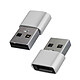 Avizar Adaptateur USB vers USB-C Charge et Synchronisation de Données Compact Argent Un adaptateur ultra-compact USB Mâle vers USB-C femelle