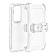 Avizar Coque pour Samsung Galaxy S24 Clip Ceinture Antichoc Coins Bumper Transparent - Clip ceinture intégrée sur une partie avant amovible afin d'accrocher aisément le téléphone sur votre taille, poche ou ceinture