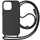 Avizar Coque Cordon pour iPhone 15 Pro Max Semi-Rigide Lanière Tour du Cou 80cm  Noir Coque noir de la série Corda mêlant la praticité au style, spécialement conçue pour iPhone 15 Pro Max