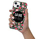 Evetane Coque iPhone 13 Mini silicone transparente Motif La Vie en Rose ultra resistant pas cher