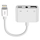 Avizar Adaptateur iPhone / iPad Lightning vers USB et Jack 3.5mm et Lightning Blanc - Un adaptateur Lightning vers USB + jack 3.5mm + Lightning femelle (charge)