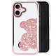 Avizar Coque Paillette pour iPhone 16 Motif Ourson avec Strass Rose Contour strassé brillant enrichissant le design avec un éclat raffiné et créant un look tendance