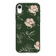 LaCoqueFrançaise Coque iPhone Xr Silicone Liquide Douce vert kaki Fleurs Blanches