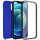 Avizar Coque Apple iPhone 12 / 12 Pro Protection Arrière Rigide et Avant Souple bleu - Revêtement avant en silicone et arrière en polycarbonate pour un rendu fin et léger