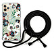 LaCoqueFrançaise Coque cordon iPhone 11 Pro noir Dessin Fleurs vert d'eau Coque cordon iPhone 11 Pro noir Dessin Fleurs vert d'eau