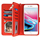 Avizar Étui iPhone 6 Plus/6S Plus/7 Plus/8 Plus Portefeuille Coque Amovible - Rouge Design élégant effet Graîné, Rouge