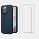 Acheter Evetane Coque iPhone 14 Pro Max Silicone liquide Bleu Marine + 2 Vitres en Verre trempé Protection écran Antichocs
