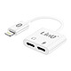 LinQ Adaptateur Audio et Charge iPhone vers Double Lightning Compact  Blanc Un adaptateur Lightning pour Audio + Charge, Made For Apple, spécialement conçu par LinQ