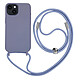 Avizar Coque Cordon pour iPhone 14 Plus Semi-rigide Lanière Tour du Cou 80cm  violet - Une protection mêlant la praticité au style, spécialement conçue pour votre Apple iPhone 14 Plus