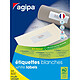 AGIPA Boite de 500 Feuilles A4, 8000 étiquettes Multi-usages Permanent 105x35 mm Blanc Etiquette multi-usages