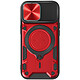 Avizar Coque pour iPhone 15 Bague Métallique Bi-matière Antichoc Rouge - Coque bague bi-matière pour protéger votre iPhone 15, tout en optimisant son utilisation