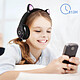 Casque Audio Bluetooth 5.0 Design Oreilles Microphone Intégré de Chat Noir pas cher
