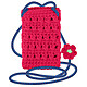 Avizar Sac Bandoulière pour Smartphone Tricoté Main Motif Fleur  Fuchsia - Un sac bandoulière pour smartphone de la série FlowerWeave