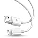 Avizar Cable Lightning Charge rapide Transfert De Données Longueur 1m  Blanc - Cable de charge type Lightning vers USB