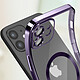 Avizar Coque MagSafe pour iPhone 12 Silicone Protection Caméra  Contour Chromé Violet pas cher