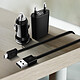 Avizar Pack de charge Chargeur secteur 0.7A, Chargeur voiture 1A et Câble Micro-USB  Noir pas cher