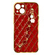 Avizar Coque Géométrique pour iPhone 13 avec Chaine Trèfle à quatre feuilles  Rouge Une coque de protection rouge pour apporter un design unique et élégant à votre iPhone 13