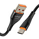 LinQ Câble USB vers USB C 3A Charge et Synchronisation Longueur 1m Noir Câble de charge USB vers USB-C avec une intensité de 3A assurant une charge rapide et sécurisée