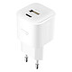 Swissten Chargeur Secteur USB C Power Delivery 20W et USB Quick Charge 18W Blanc Chargeur secteur blanc de chez Swissten avec une double sortie pour alimenter jusqu'à 2 appareils en même temps