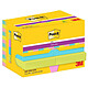 POST-IT Bloc-note adhésif Super Sticky Notes, 47,6 x 47,6 mm Turquoise, Vert, Rose Notes repositionnable