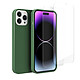 Acheter Evetane Coque iPhone 14 Pro Max Silicone liquide Vert Foret + 2 Vitres en Verre trempé Protection écran Antichocs