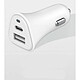 JUST GREEN Double Chargeur voiture USB A+C PD 37W (12+25W) Power Delivery Souple Blanc Ce double chargeur voiture sert d'allume-cigare en plus d'être un chargeur.