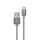 Myway Câble USB-C vers USB-A 2.0 en Nylon Tressé Charge 60W et Synchronisation 1m Gris Permet de recharger votre appareil et/ou de synchroniser ses données avec votre ordinateur ou tablette