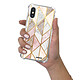 Evetane Coque iPhone X/Xs anti-choc souple angles renforcés transparente Motif Marbre Rose Losange pas cher
