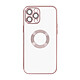 Avizar Coque iPhone 12 Pro Max Silicone Bloc Caméra Couvert  Transparent Contour Rose Gold Chromé - Coque spécialement conçue pour le IPhone 12 Pro Max