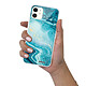 Evetane Coque iPhone 11 silicone transparente Motif Bleu Nacré Marbre ultra resistant pas cher