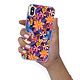 LaCoqueFrançaise Coque iPhone X/Xs Silicone Liquide Douce lilas Fleurs violettes et oranges pas cher