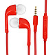 Avizar Écouteurs Filaires Kit Main Libre Micro Boutons de Contrôle Câble Silicone Rouge Écouteurs Filaires Kit Piéton