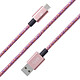 BigBen Connected Câble Tissé USB A/USB C 2m - 3A Rose - Son revêtement en nylon tressé rend votre câble extrêmement solide et offre  offre une meilleure longévité.