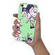LaCoqueFrançaise Coque iPhone 7/8/ iPhone SE 2020 Silicone Liquide Douce vert pâle Pivoines Violettes pas cher
