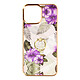 Avizar Coque iPhone 12 Mini Bi-matière avec Bague de Maintien Motif Fleurs Violet - Coque de protection à motif fleurs violettes spécialement conçue pour iPhone 12 Mini.