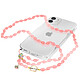 Avizar Bijou de Téléphone Bracelet à Perles Ovales 80cm Collection Charm - rose - Bijou de téléphone à perles, Collection Charm, pour transporter facilement et avec style votre smartphone
