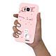 Evetane Coque Samsung Galaxy S8 Silicone Liquide Douce rose pâle Chat et Fleurs pas cher