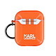 Coque Airpods Silicone gel Mousqueton Choupette Ikonik Karl Lagerfeld orange - Coque de protection signée Karl Lagerfeld série Choupette Head, spécialement conçue pour Apple Airpods